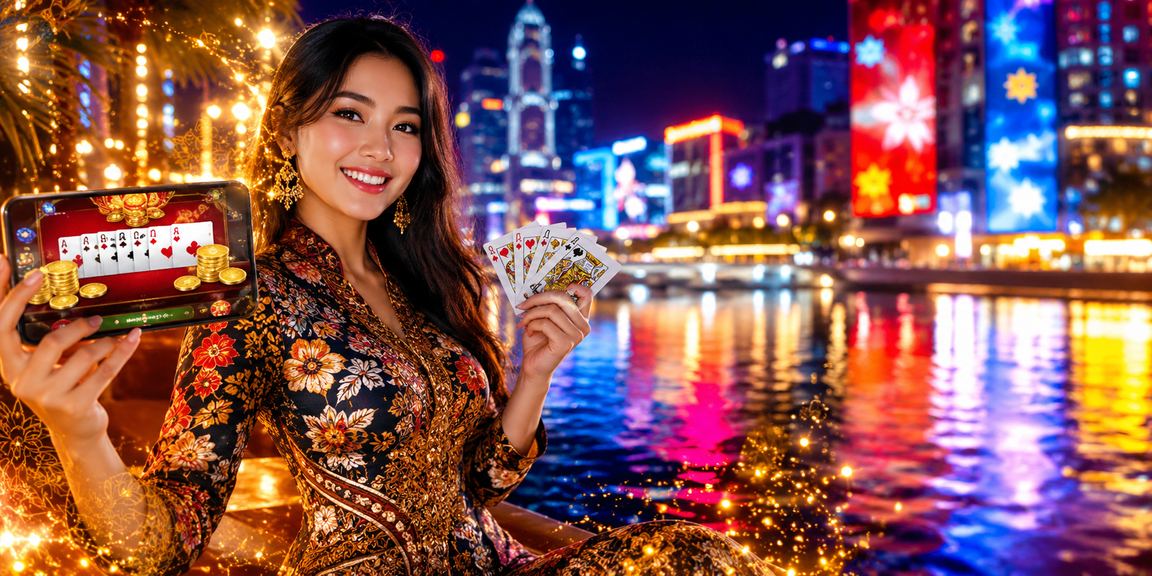 Permainan kad rummy dengan motif batik gaya Melayu di Kuala Lumpur