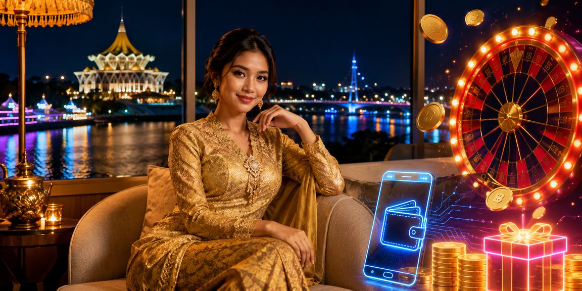 Permainan roulette di Kuching dengan pakaian kebaya tradisional